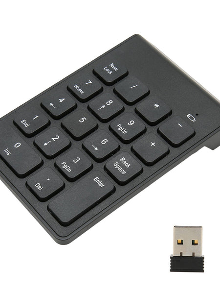 2.4G Wireless Numeric Keypad Chocolate Keys Plug and Play 18 Keys Number Numpad for Bank Accountant