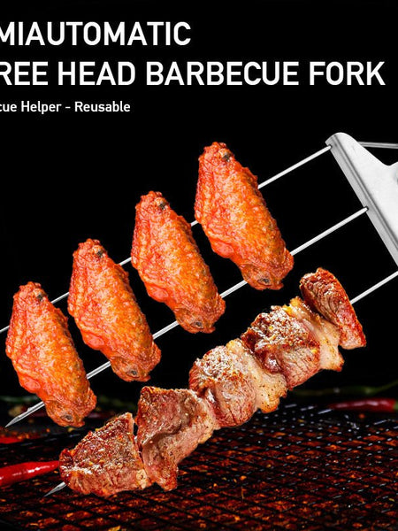 3-Prong Skewer Stick Needles Kebab 3 Way Forks Stainless Steel Barbecue Grill Fork Household BBQ Non-stick