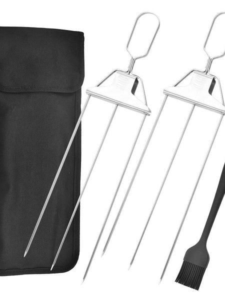 3-Prong Skewer Stick Needles Kebab 3 Way Forks Stainless Steel Barbecue Grill Fork Household BBQ Non-stick