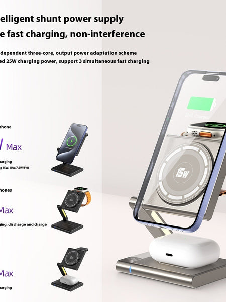 Folding Mobile Phone Headset Watch Three-in-One Wireless Charger