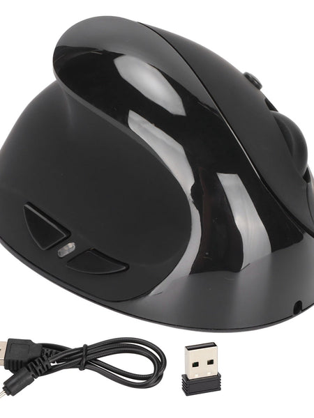 Left Hand Vertical Mouse 2.4G Wireless Vertical Ergonomic Mouse Rechargeable Mouse with USB Adapter Adjustable DPI for PC Black