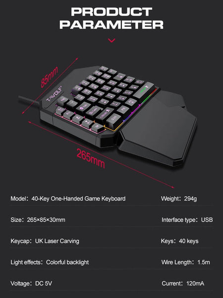 Lei Lang TF900 Single Hand Mouse Keyboard Suit