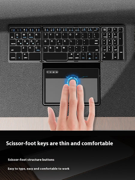 New B055 Business Leather Large Touch Version Bluetooth Folding Keyboard