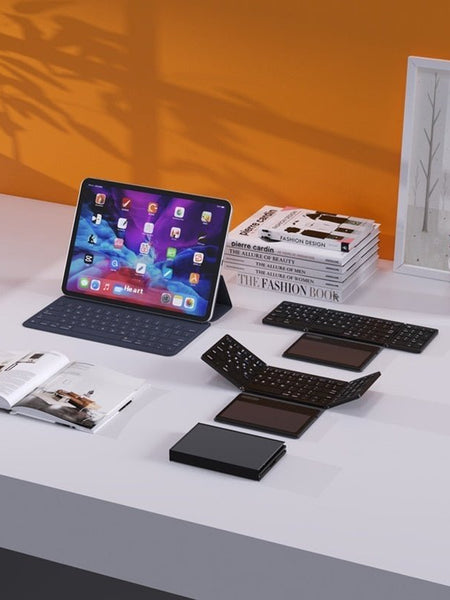 New B055 Business Leather Large Touch Version Bluetooth Folding Keyboard