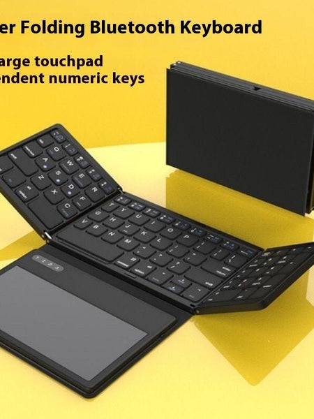 New B055 Business Leather Large Touch Version Bluetooth Folding Keyboard