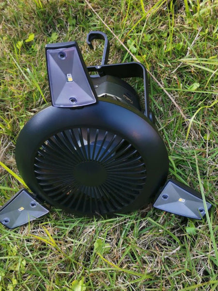 Solar Camping Light Foldable Fan Hanging Hook Rechargeable Battery Operated USB 3 Level Air Flow Fan For Camping Tent