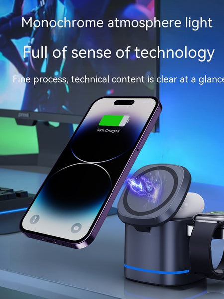 Three-in-one Folding Magnetic Wireless Fast Charging Charger