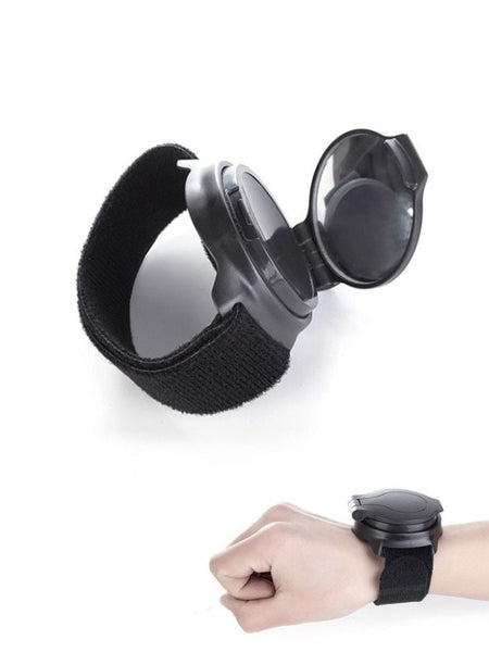 Wrist riding rear view mirror