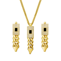 Zircon Cuban Pendant Set
